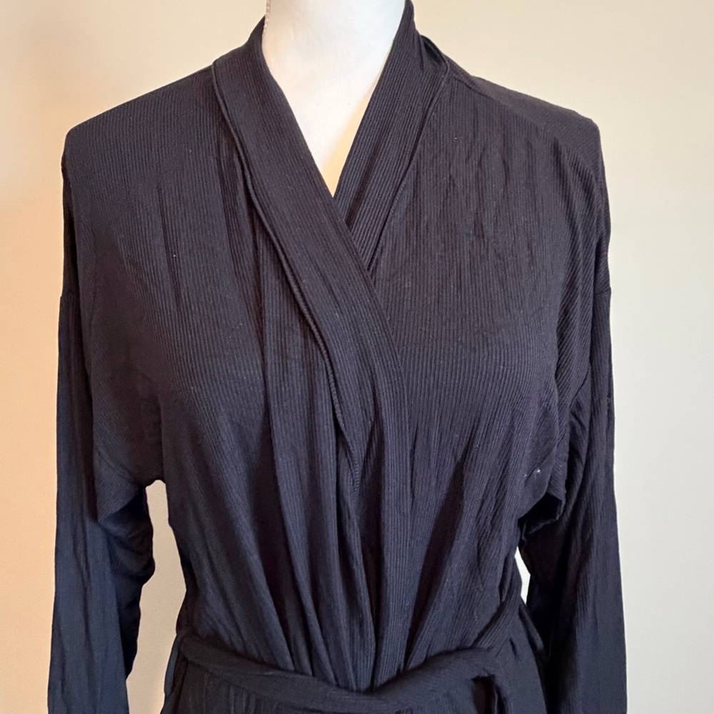 NWT SKIMS soft lounge rib robe size xl black relaxed fit - Picture 13 of 16